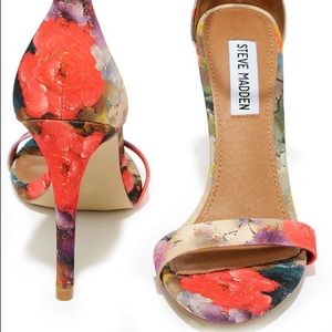 STEVE MADDEN STECY FLORAL CORAL HEELS 5.5